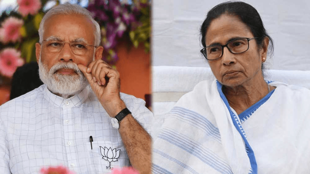 মমতা বন্দ্যোপাধ্যায় ও প্রধানমন্ত্রী নরেন্দ্র মোদী রাজনৈতিক বৈঠকে