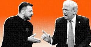 ইউক্রেনের প্রেসিডেন্ট ভলোদিমির জেলেনস্কি ও ডোনাল্ড ট্রাম্পের ছবি, শান্তি আলোচনার প্রতীক