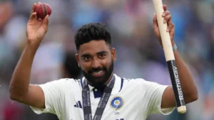 মোহাম্মদ সিরাজ উইকেট পাওয়ার পর উদযাপন করছেন ওভাল টেস্টে