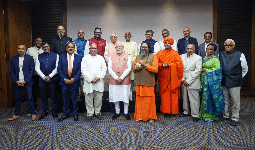 Indian tech founders interacting with PM Modi in a community meet-up