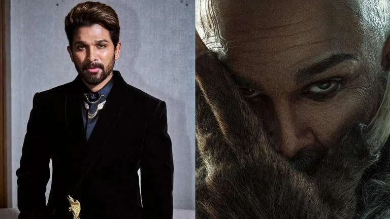 অল্লু অর্জুনের রাকা মুভির ফার্স্ট লুক যেখানে তাকে লম্বা চুলে তীব্র দৃষ্টিতে দেখা যাচ্ছে।