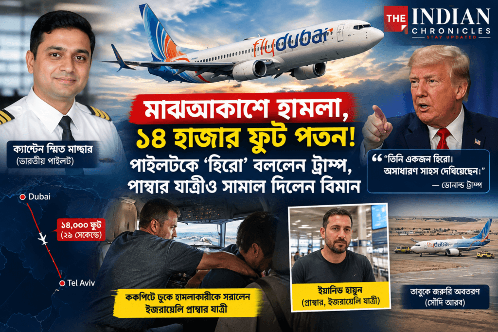 ফ্লাইদুবাই বিমানে ভয়াবহ বিপদ: ভারতীয় পাইলটকে ‘হিরো’ বললেন ট্রাম্প, প্লাম্বারের সাহসী হস্তক্ষেপে বাঁচল বিমান