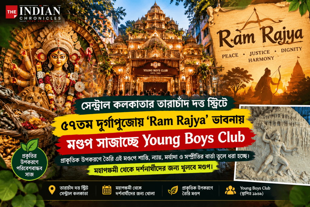 সেন্ট্রাল কলকাতার তারাচাঁদ দত্ত স্ট্রিটে দুর্গাপুজোর দর্শনার্থীদের ভিড়