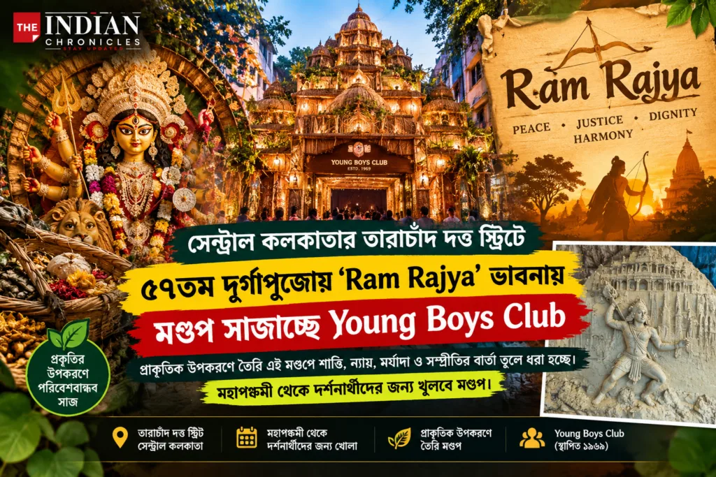 সেন্ট্রাল কলকাতার তারাচাঁদ দত্ত স্ট্রিটে দুর্গাপুজোর দর্শনার্থীদের ভিড়